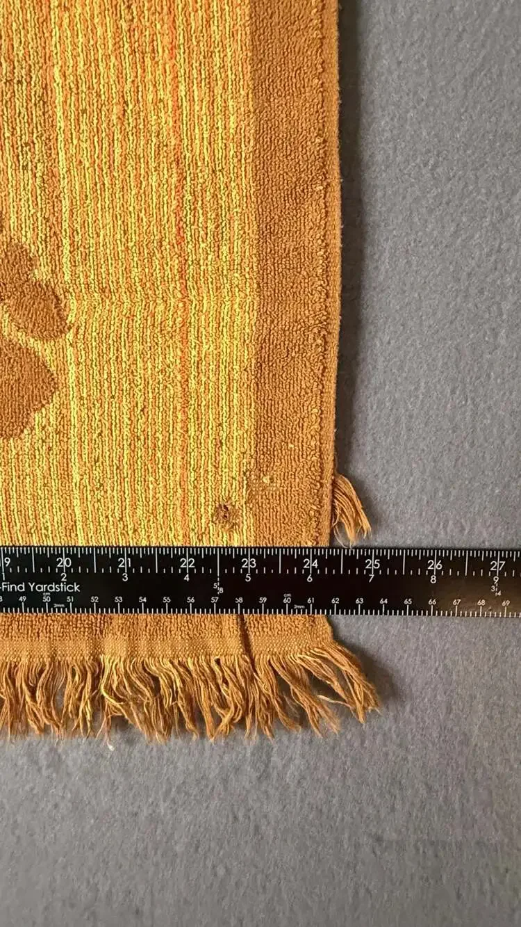 Vintage Cannon Monticello Yellow Gold Floral Jacquard Fringed Bath Towel MCM